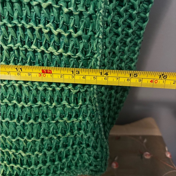 Pink & Green “Be Back Never” Raffia Tote - Picture 8 of 8